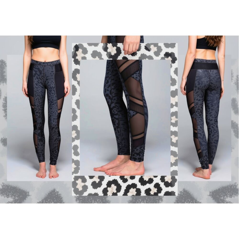 Rare Lululemon Just Breathe Mesh Leggings - Animal Swirl Black/Gray size 4